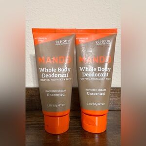 Mando Unscented Whole Body Deodorant Invisible Cream 2.2oz Sealed Lot of 2